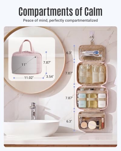 LIGHT FLIGHT Travel Toiletry Bag - Hanging Makeup Organizer for Women & Men - color: Baby Pink