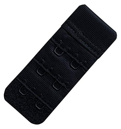 Women Pack of 3 Soft Comfortable 2 Hooks Bra Extender,2.4"x 1.5" - color: Black, 3/8 Inch Spacing
