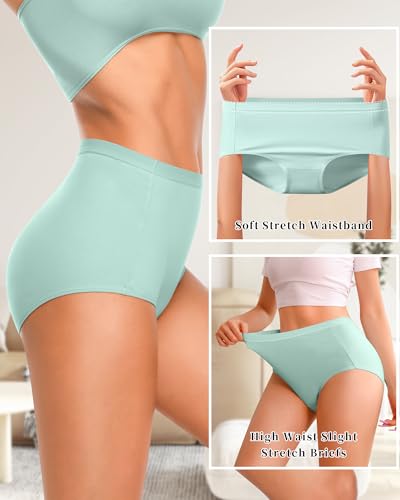 Annenmy High Waisted Panties Women's Cotton Underwear Full Coverage Briefs Soft Breathable Stretch Briefs Regular & Plus Size - color: Multicolor, size: Large