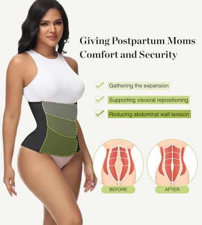 SHAPSHE Postpartum Belly Band Adjustable Wrap for Abdomen Compression - color: Black 3 Velcro, size: XX-Large