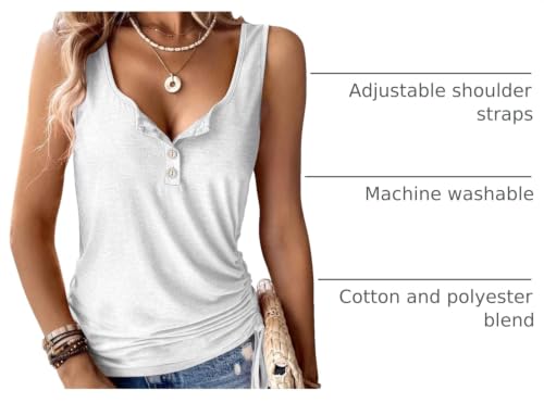 3 Pack Women Tank Tops Summer Sleeveless Loose Button Casual Henley Shirts - color: Black/White/Crimson, size: Medium