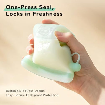 COMI Silicone Breast Milk Storage Bags Reusable, 9oz, BPA Free, 4pcs - color: 2Green+2Pink