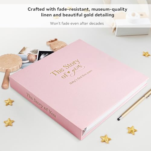 1DOT2 Timeless First 5 Years Keepsake Baby Memory Book for Boy or Girl - color: Pink