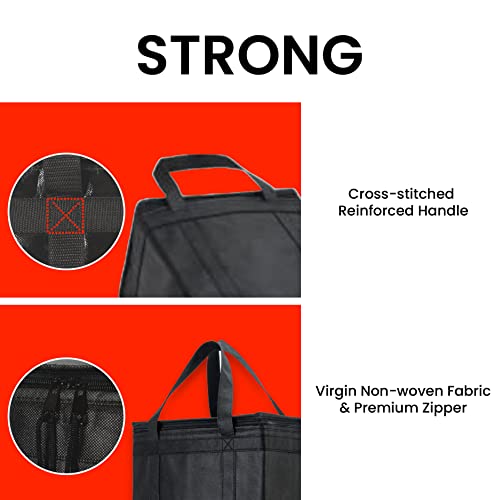 NZ home Insulated Food Bag, Portable Cooler Tote (Medium, Black, 2 Pack) - color: Black, size: Medium