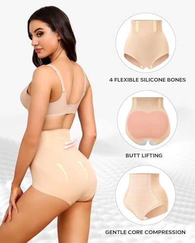 LEVAO Women's Tummy Control Underwear High Waisted Seamless Panties 4 Pack - color: Nude*4, size: Medium