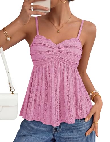 ZESICA Womens Summer Spaghetti Strap Going Out Tank Top - color: Pink, size: Large