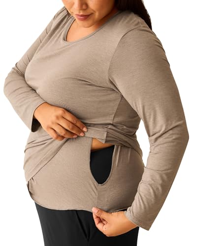 Kindred Bravely Everyday Nursing & Maternity Long Sleeve T-Shirt - color: Wheat, size: X-Small