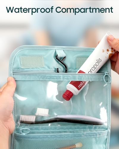 FINPAC Toiletry Bag, Large Capacity Hanging Makeup Bag - color: Blue