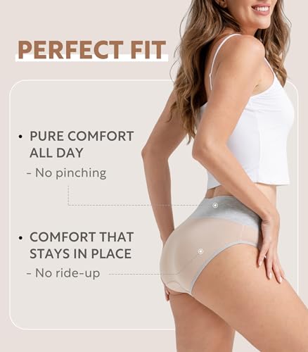 DAVID ARCHY Women's Bamboo Rayon Briefs, High-Waisted Underwear, 4/6 Pack - color: A-light Skin*4, size: XX-Large
