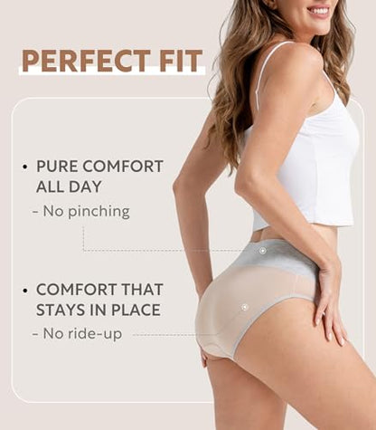 DAVID ARCHY Women's Bamboo Rayon Briefs, High-Waisted Underwear, 4/6 Pack - color: A-light Skin*4, size: XX-Large