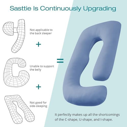 Sasttie Cooling Pregnancy Pillows for Sleeping, 57'' Full Body Pillow, Blue - color: Blue, size: 57 Inch