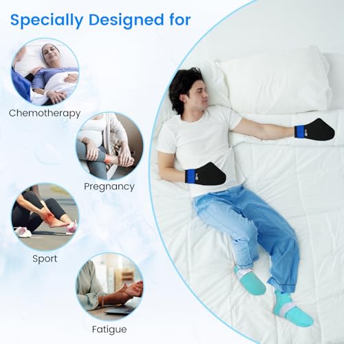 SuzziPad Cold Socks & Hands Ice Pack for Chemo Must Haves, Blue, XL - size: XL, style: Cold Therapy Socks and Gloves