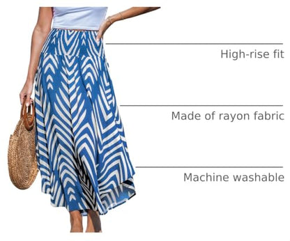 CUPSHE Women's Smocked High Waist Irregular Hem Beach Midi Skirt - color: Blue, size: Medium