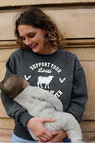 UNIQUEONE Nursing Sweatshirt Women Hidden Zip Breastfeeding Shirts - color: Grey, size: Small