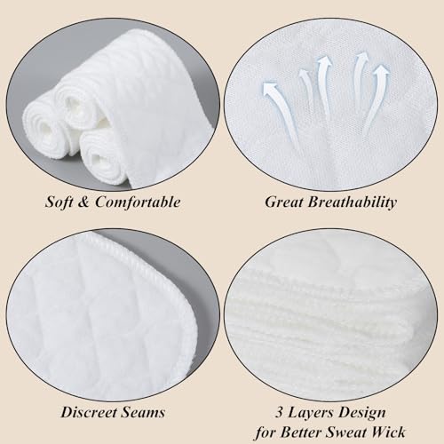 Ymapinc Cotton Breast Pads for Bra Liners, Sports Bra Pads Inserts, Washable Under Breast Sweat Pad, Liners to Absorb Sweat