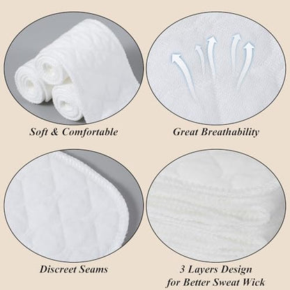 Ymapinc Cotton Breast Pads for Bra Liners, Sports Bra Pads Inserts, Washable Under Breast Sweat Pad, Liners to Absorb Sweat
