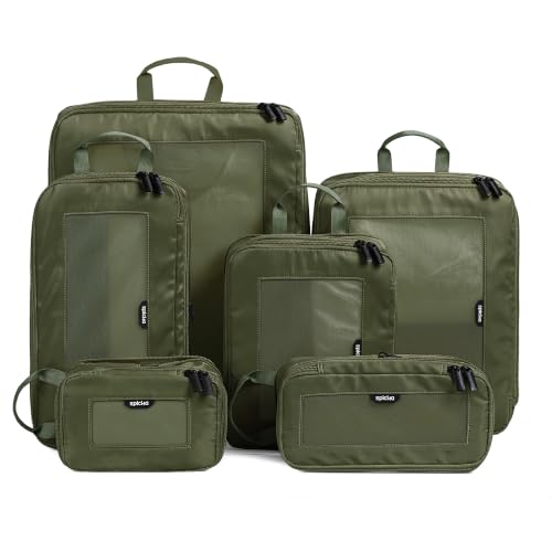 EPICKA TripCozy Compression Packing Cubes, 6 Set, Olive Green - color: Olive Green, size: Set of 6