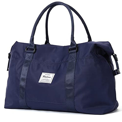 Travel Duffel Bag, Carry On Overnight Weekender Bags for Women - color: A1-Navy Blue, size: Large
