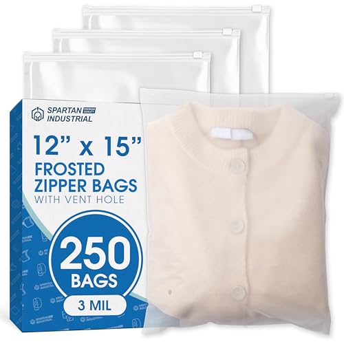 12” X 15” (250 Count) 3 Mil Frosted Reclosable Zip Plastic Bags - size: 12" X 15"