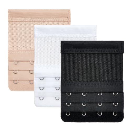 QIUTIMIY Women's Bra Extenders 2 Hooks & 3 Hooks & 4 Hook Bra Extensions Soft Comfortable Stretchy Back Bra Strap Extender - color: 3pcs-spacing 3/4inch-style 1