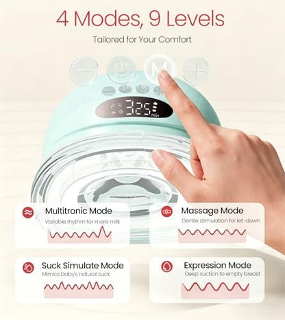 NCVI Wearable Breast Pump, Discreet & Wireless for Mom Working or Outsides - color: Upgrade-green.