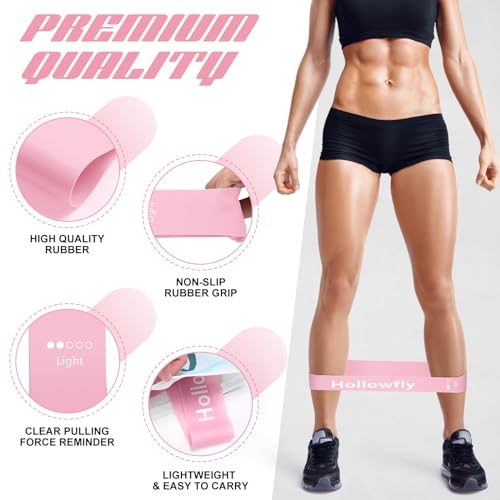 Hollowfly 12 Pcs Resistance Loop Bands for Booty Legs - color: Light Pink, style: Light