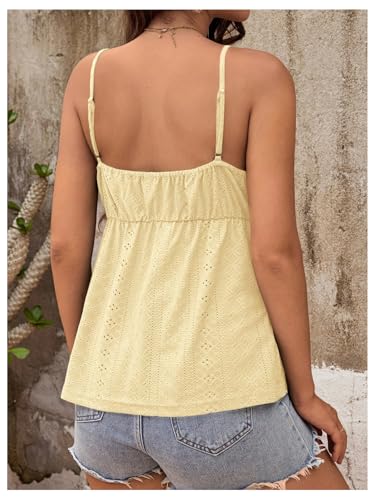 MakeMeChic Women's Maternity Cami Top Lace Ruffle Pregnancy Tank Tops - color: Yellow, size: Medium
