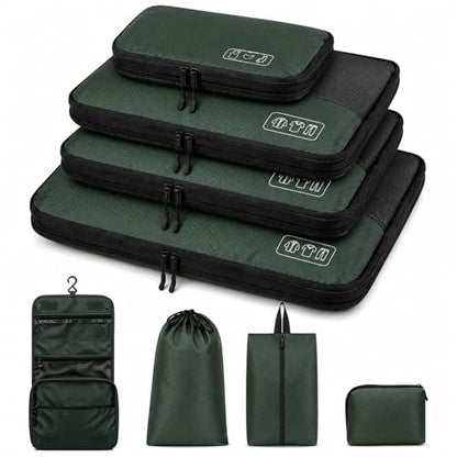 8-Piece Compression Packing Cubes for Travel, Organize Travel Essentials - color: Avocado Green-8 Set