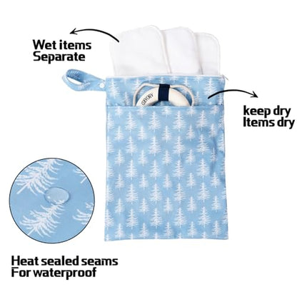 Waterproof Wet Dry Bags with Two Zippered Pockets and Handle - color: Cedar
