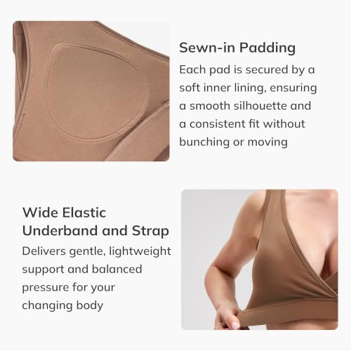 netdraw Padded Bamboo Viscose Nursing Sleep Bra - color: Brown, size: Large