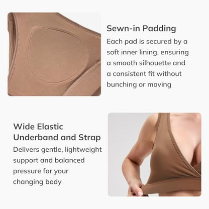 netdraw Padded Bamboo Viscose Nursing Sleep Bra - color: Brown, size: Large