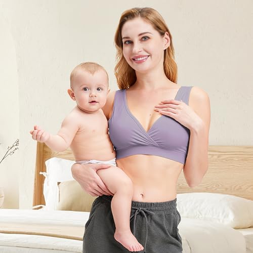 netdraw Women's Bamboo Viscose Nursing Sleep Bra - color: Lavender, size: Small