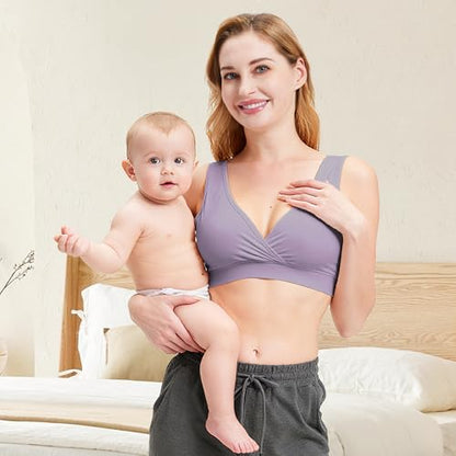 netdraw Women's Bamboo Viscose Nursing Sleep Bra - color: Lavender, size: Small