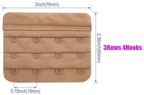 Women Bra Extenders 2 Hook/3 Hook/4 Hook Soft Bra Strap Extension - color: Bra Extender 4 Hook Beige 3pcs