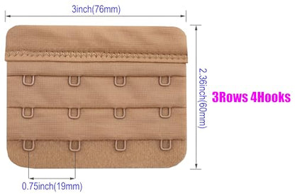 Women Bra Extenders 2 Hook/3 Hook/4 Hook Soft Bra Strap Extension - color: Bra Extender 4 Hook Black/Beige