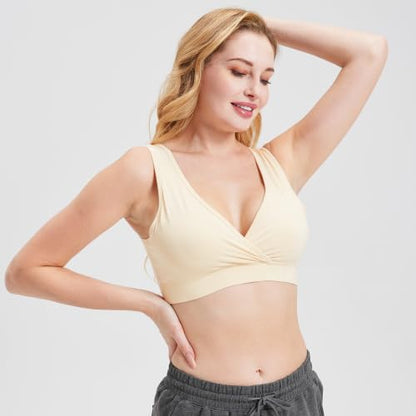 netdraw Women's Bamboo Viscose Nursing Sleep Bra - color: Nude, size: X-Large
