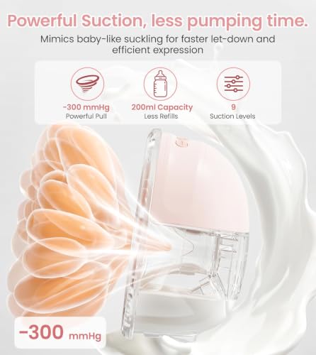 NCVI Wearable Breast Pump for Moms, <42dB for Office, Home, Travel (Pink) - color: Light Pink