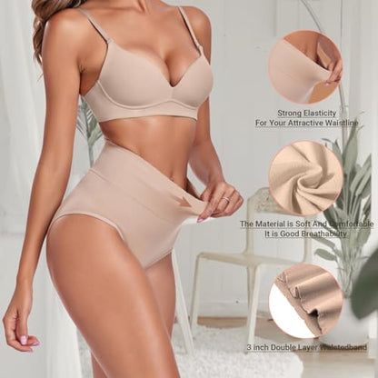 Women's Briefs Underwear High Waist Full Coverage Panties, Ladies Light Tummy Control Postpartum Underpants 5 Pack - color: Nude-5pack, size: Small