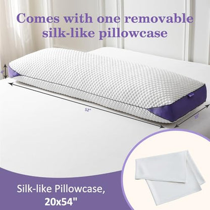 HOMELAB Adjustable Memory Foam Body Pillow with Silk-Like Pillowcase, 20x52 - size: Body Pillow + White Pillowcase