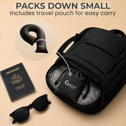 CANDY CANE Inflatable Airplane Travel Pillow, Supports Head, Neck & Chin - color: Navy