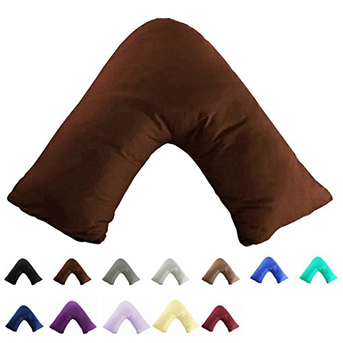 TAOSON Brown 100% Cotton 300 Thread Count V Shaped Boomerang Pillow Case - color: Chocolate