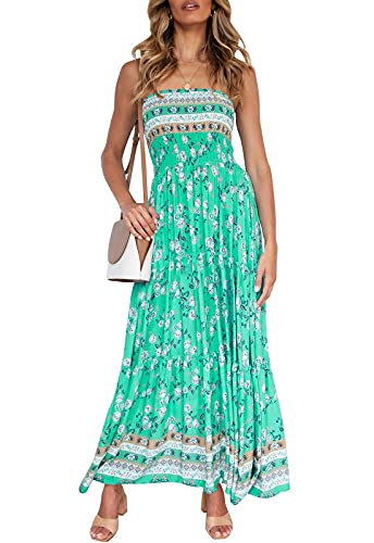 ZESICA Women's 2026 Summer Boho Strapless Maxi Dresses - color: Aqua, size: Medium