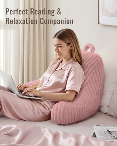 Blissful Diary Reading Pillow for Bed, Backrest Pillow, Plush Pink - color: Fuzzy Plush Pink, size: Large(20inch)