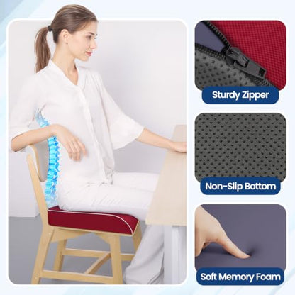 SweetSlubr Seat Cushion, Chair Pad, Memory Foam Tailbone Pain Relief - color: Red, size: X-Large