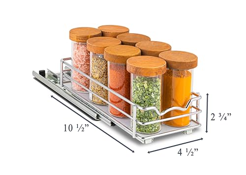 Pull Out Spice Rack for Cabinet, Spice Organizer 4-1/2"W x10-1/2"D x2-3/4”H - size: 4.5 Inch - Single