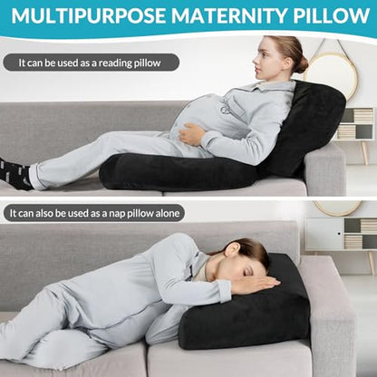 Pregnancy Belly Pillow for Sleeping, Full Body Pregnancy Massage Pillow - color: Black