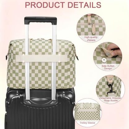 Pritent Diaper Bag Tote Waterproof Maternity Baby Bags with Pacifier Case - color: Checkered Green, size: Medium