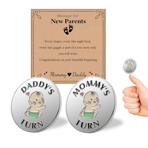 Lovely Double-Sided New Parents Funny Decision Coin with Blessing Card - color: Stylea-silver