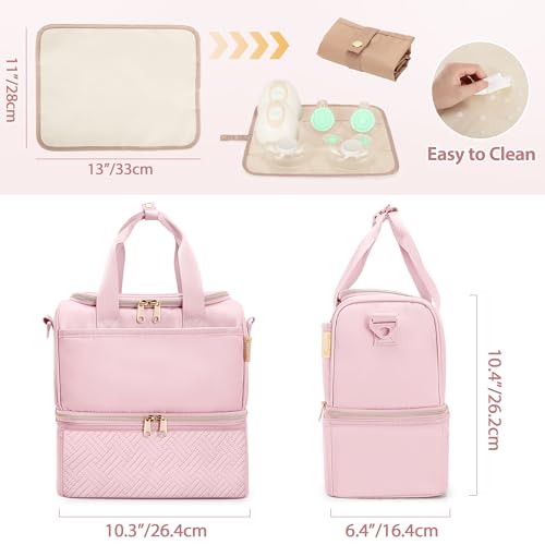 Fasrom Wearable Breast Pump Bag with Breastmilk Cooler Compartment - color: Pink