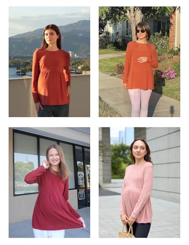 Maternity Shirts Dressy Long Sleeve Pregnancy Fall Tops Work Blouses - color: Light Green, size: Medium